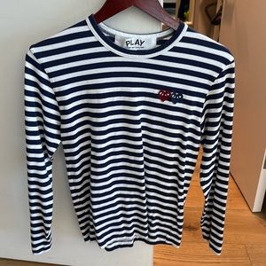 Comme des garçons long sleeve navy striped tee